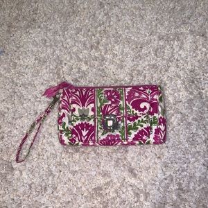 Pink green and white Vera Bradley wristlet